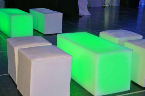 Banco puff mesa led com luz