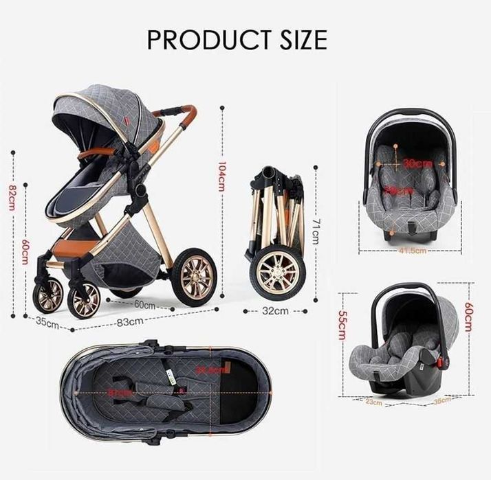 Carrinho de bebé 3 EM 1 Trio FÁCIL DE DOBRAR