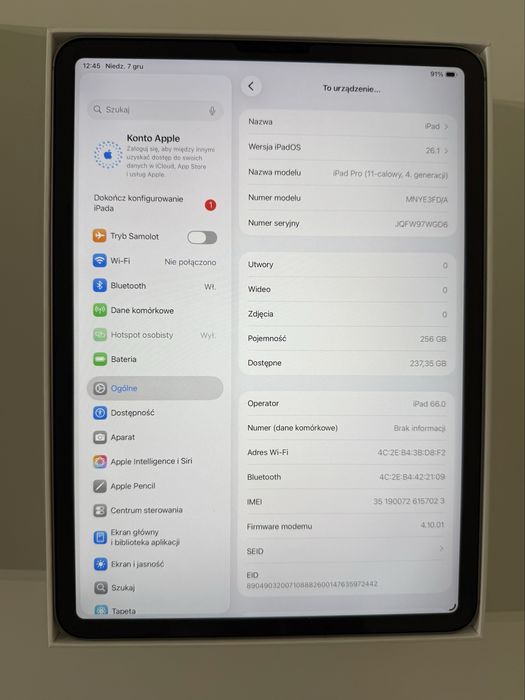 Tablet iPad Pro 11” A2761 4. generacji M2 2022 idealny, z klawiaturą