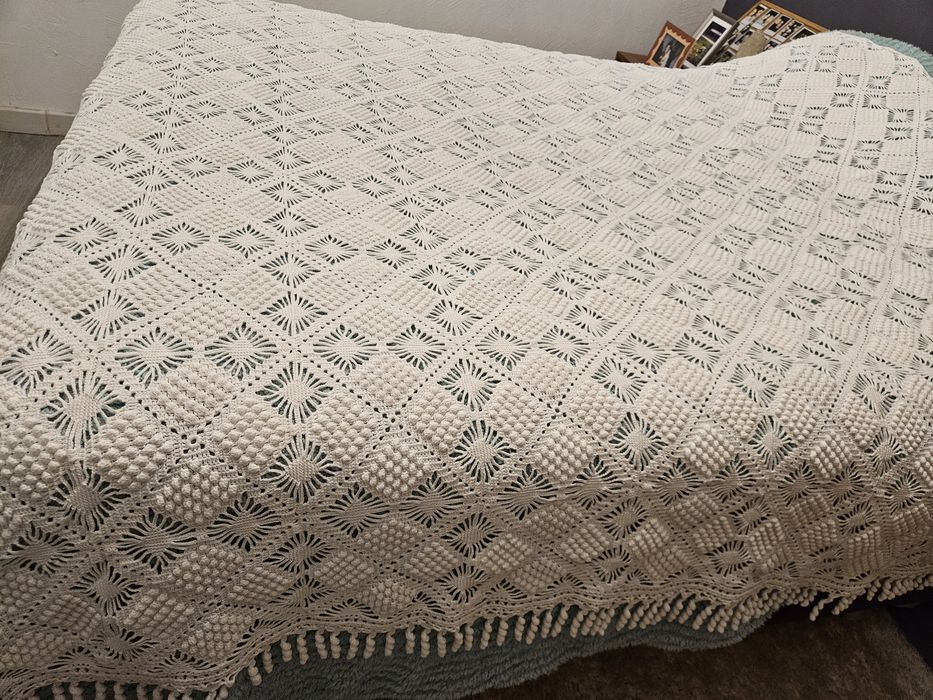 Coberta de renda feita à mão-Cama de casal