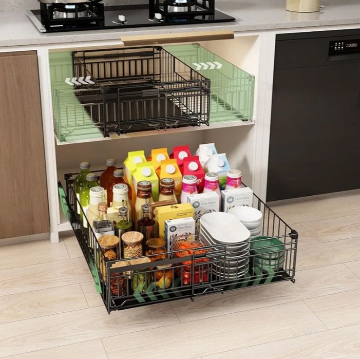 Wysuwana szuflada organizer do szafki kuchennej, regulowana 32,5–50 cm (NOWA)