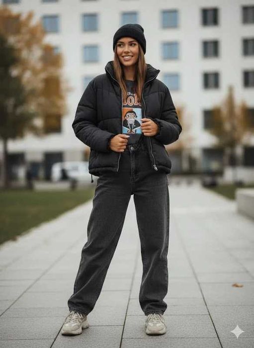 H&M kurtka zimowa czarna S | krótka | ciepła