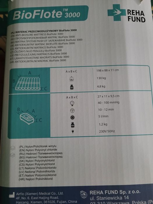 Materac przeciwodleżynowy