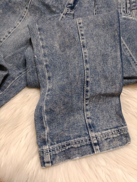 Jeansy vintage eleganckie szerokie niebieskie wysoki stan M