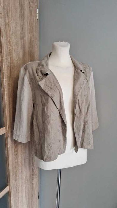 Beżowa narzuta / żakiet damski elegancki rozmiar 38/M