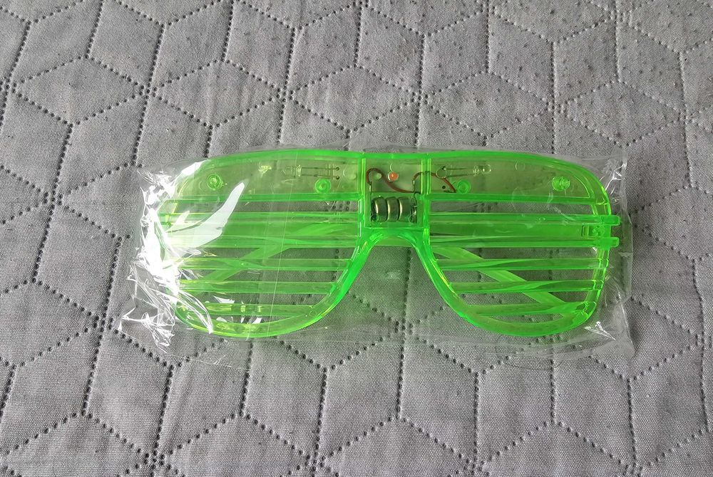 Okulary neonowe, imprezowe, żółte na baterie