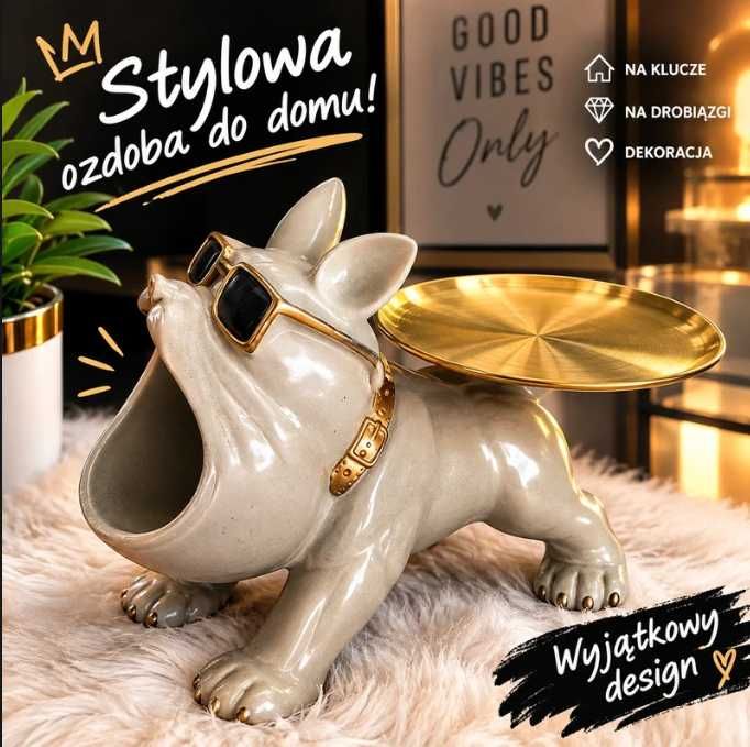figurka buldog francuski miska na klucze taca ozdobny pies