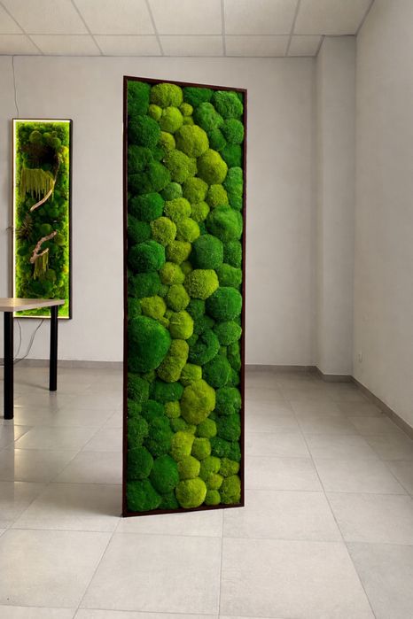 Панно з моху, картина з мохом та підсвіткою, кочковий мох