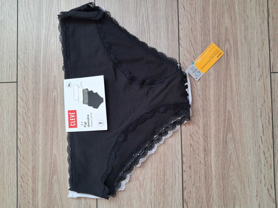 Nowe figi damskie Cleve rozmiar XL /XXL z koronką 5 sztuk