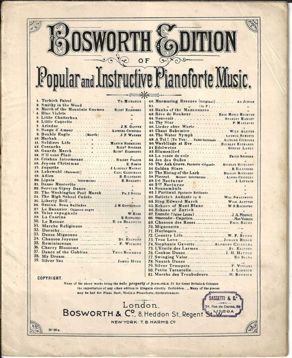 PIANO: Partitura "Easy Edition" da Valsa op.34 de M. Moszkowsky - Carimbo Sassetti