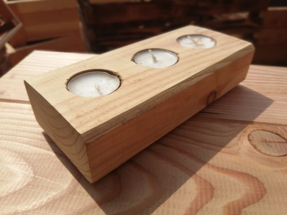 Świecznik drewniany, świeczniki , podgrzwacz