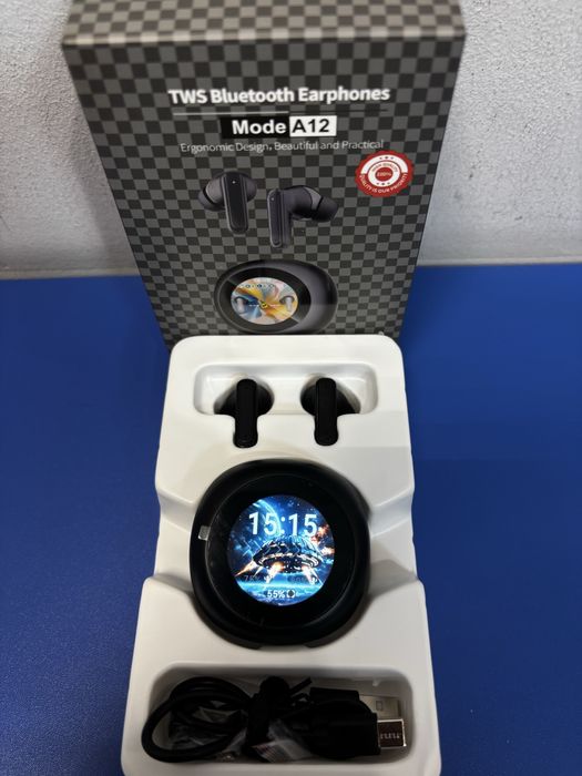 Бездротові навушники TWS A12 з сенсорним дисплеєм