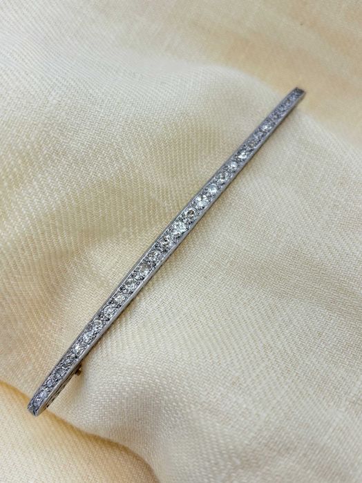 Agrafka 1,30ct Brosza Broszka Art Deco z naturalnymi diamentami brylantami, Certyfikat