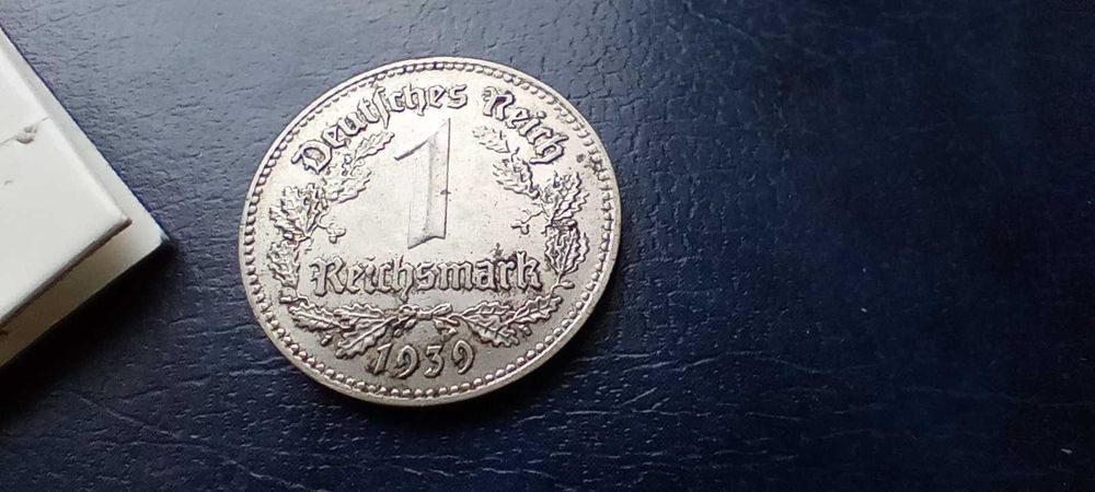 Stare monety Medal 1 marka 1939 E Niemcy piękna