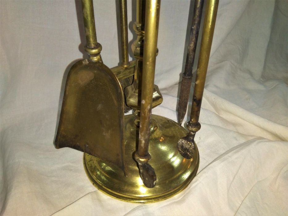 Utensílios Lareira Com Suporte Latão
