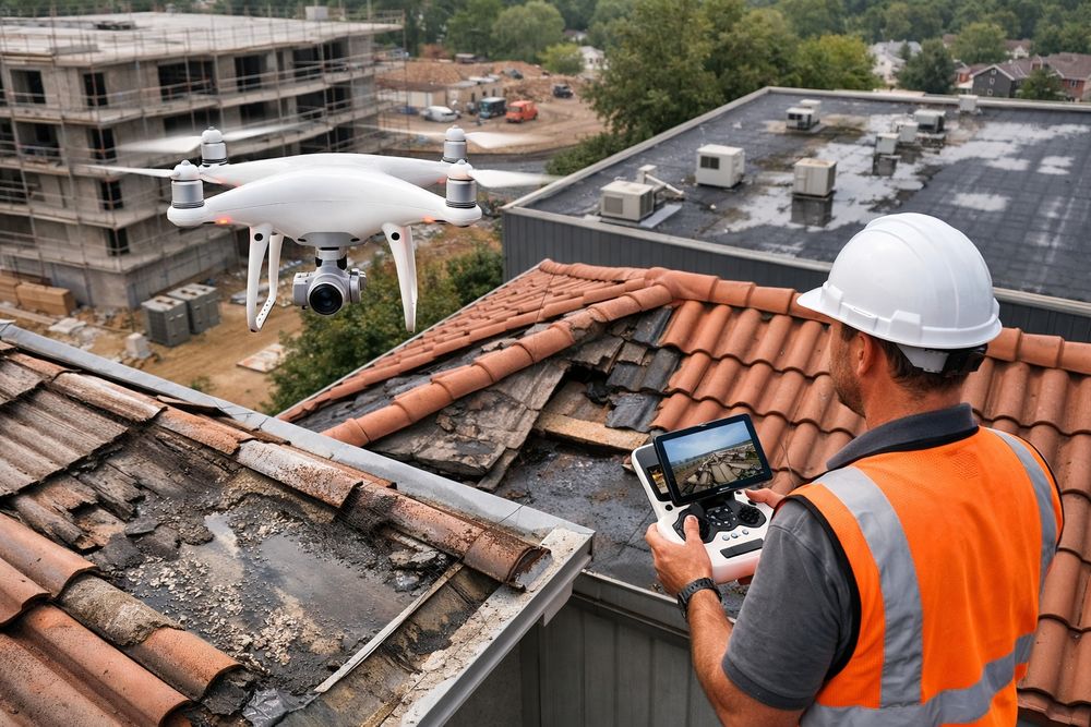 Inspeção e filmagem com drone para obras e telhados