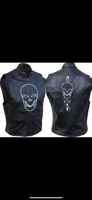 кожаная байкерская мотожилетка l&j leder weste weste