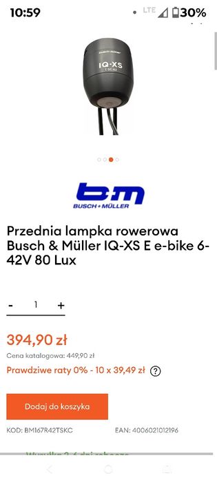 Lampka rowerowa Busch & Müller IQ-XS E e-bike 6-42V 80 Lux