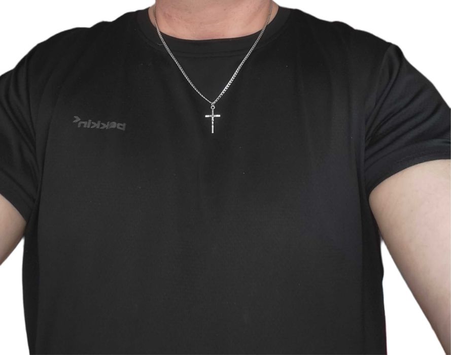 Naszyjnik pancerka 45 cm krzyżyk pudełko