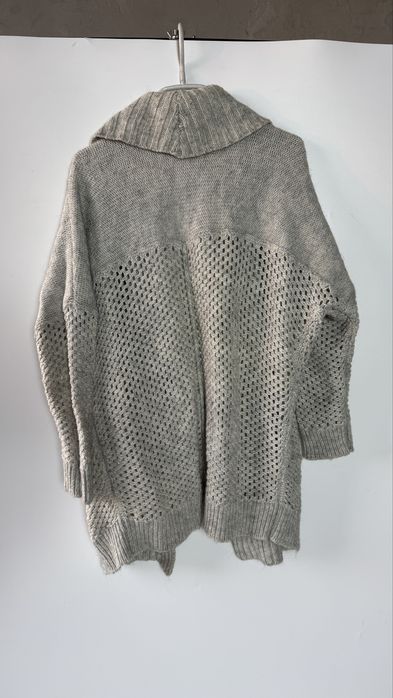 Sweter damski kardigan dłuższy szary ciepły