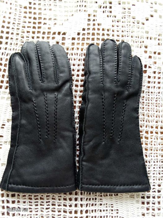 Rękawiczki, rękawice, męskie, czarne, skórzane, skóra naturalna