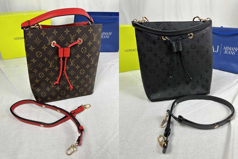 Torebka Louis Vuitton woreczek worek brazowa wytlaczana czarna Premium