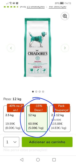 Ração veterinária obesity
