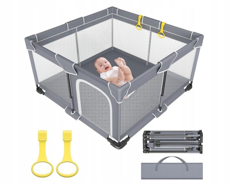 Składany Kojec Dla Niemowląt Z Przewiewnymi Z Siatki 127X127X65Cm