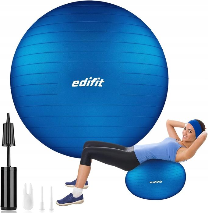 EDIFIT Piłka gimnastyczna do ćwiczeń fitness joga +pompka 75 cm