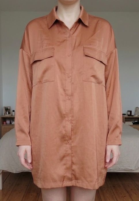 Jasno brązowa koszula damska oversize