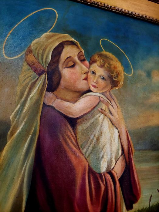 Quadro com pintura a oleo de 1945 em muito bom estado