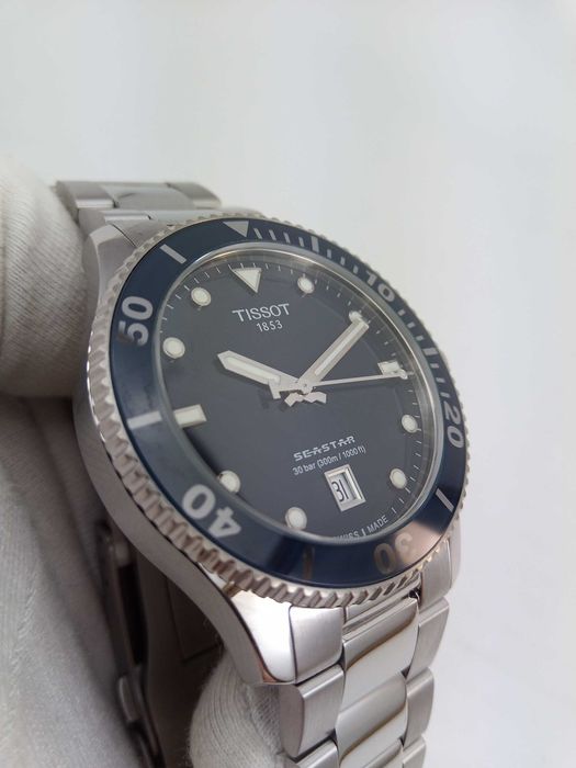 Швейцарские мужские часы Tissot Seastar 1000 40мм Сапфир, антиблик, 300м