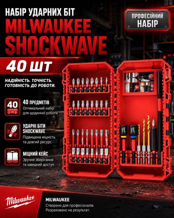 Набір ударних біт Milwaukee Shockwave 40 шт.