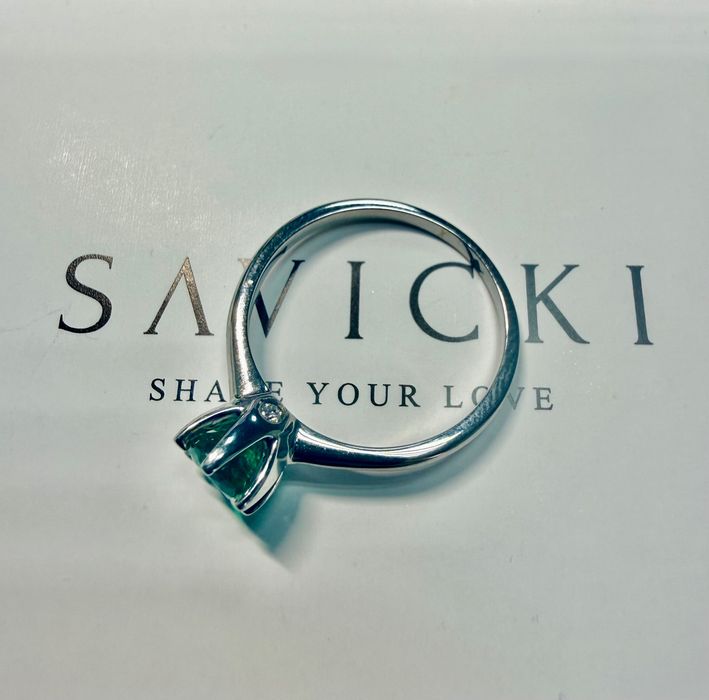Pierścionek | Savicki | Złoto 585 | Szmaragd | Diamenty | Stan b. db.
