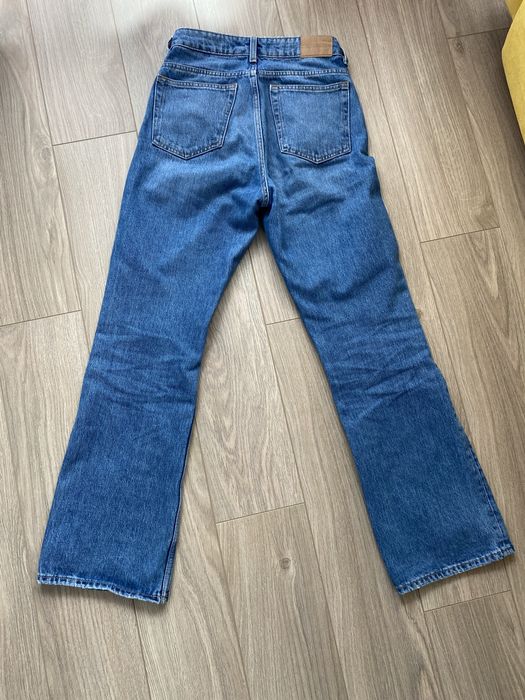 Spodnie jeansy dżinsy XS 34 wysoki stan dzwony flare szeroka nogawka