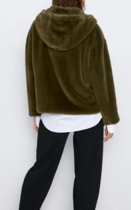 Zara Kurtka ze sztucznego futerka zielona