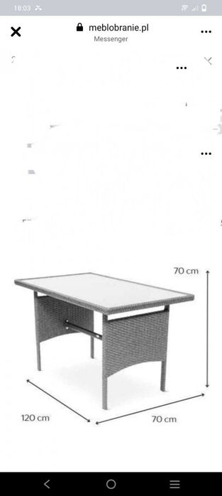 Stół ratanowy z blatem szklanym