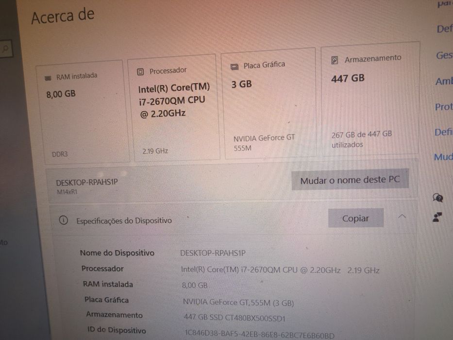 Portátil Alienware M14x R1 * LER descrição