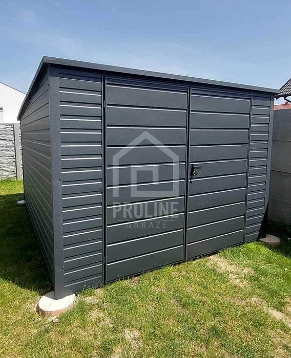 Schowek domek ogrodowy 3,5x4,5m brama - dach spad w tył  PLG149