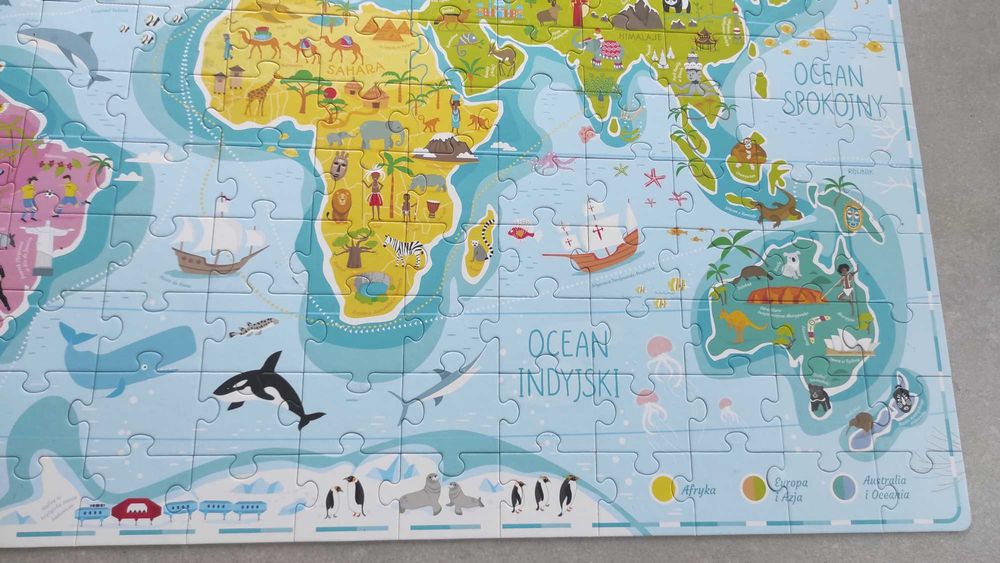 Puzzle 6+ CzuCzu Mapa świata + Clementoni Animals Zwierzęta nowe