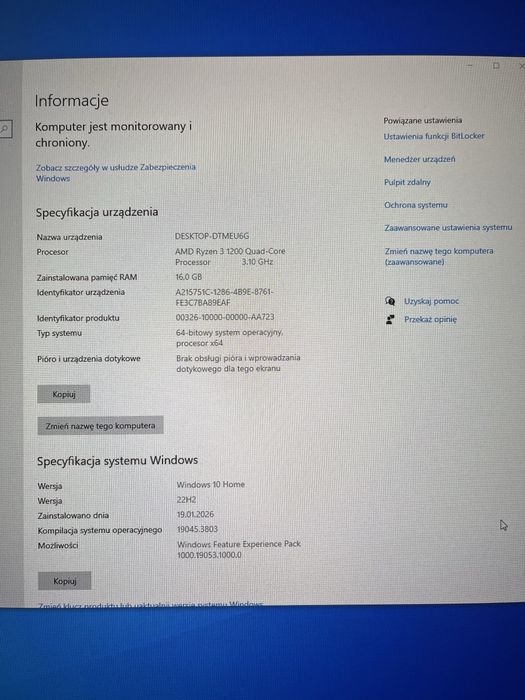 Komputer gamingowy Ryzen + RX 570 + 16GB RAM + SSD + Monitor AOC 144Hz