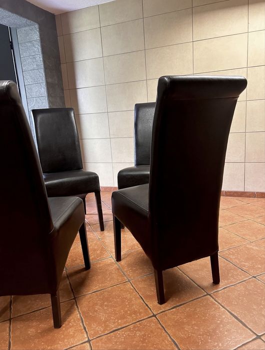 Skórzane eleganckie krzesła Komplet 4 szt