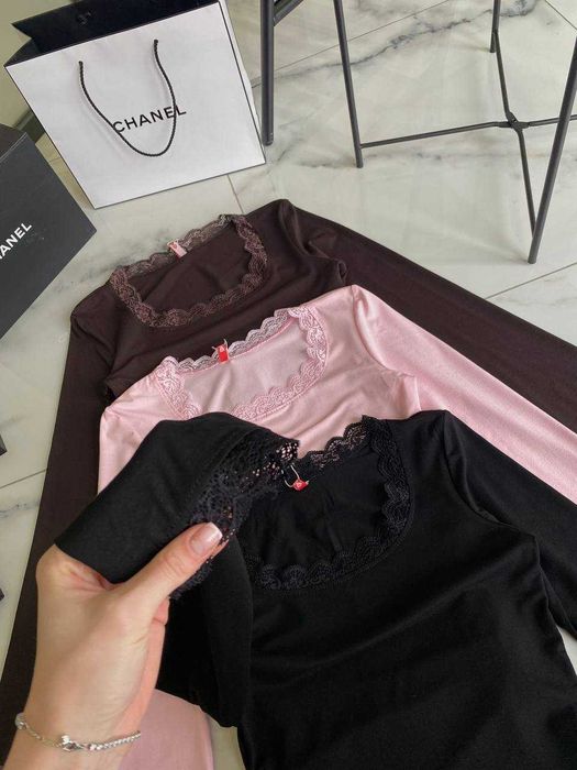 лонгслів з італійським мереживом (натуральна віскоза) лонг лонгслив