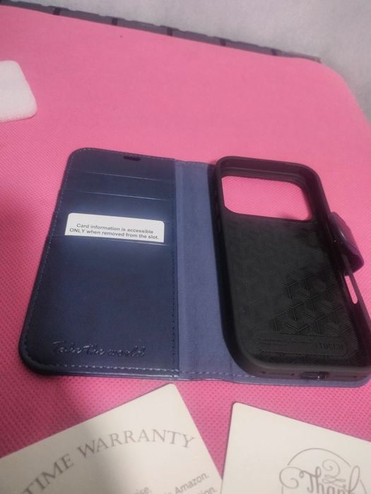 Etui Skórzane TUCCH Portfel Magnes RFID do iPhone 13 / 14 | Nowe Blue