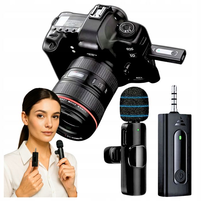 Mikrofon Bezprzewodowy Do Kamery Panasonic Sony Złącze Aux 3.5mm