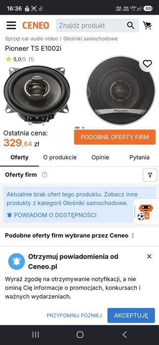 Głośniki samochodowe Pioneer TS-E1002i