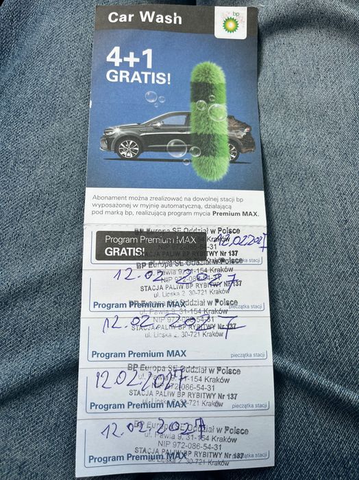 Karnet na myjnię premium Max BP