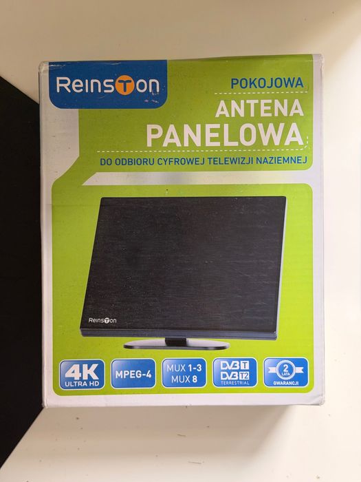 Antena Pokojowa Panelowa Reinston EAN001 DVB-T2 4K MUX8/Nowa, paragon
