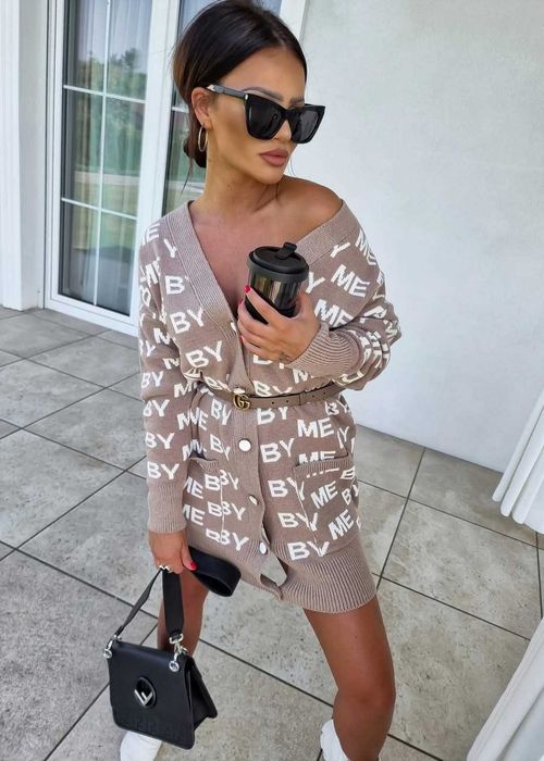 Kardigan sweter long by me z kaszmirem XS S M beżowy