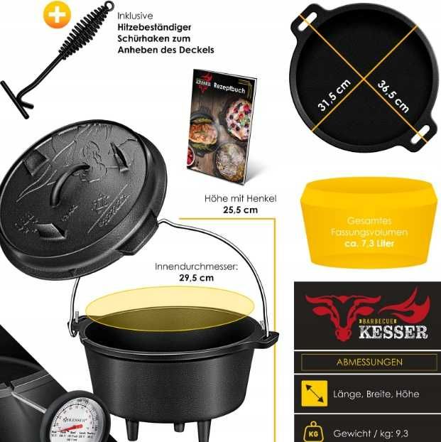 Kociołek stojący KESSER 7,3 l pokrywa uchwyt (266)